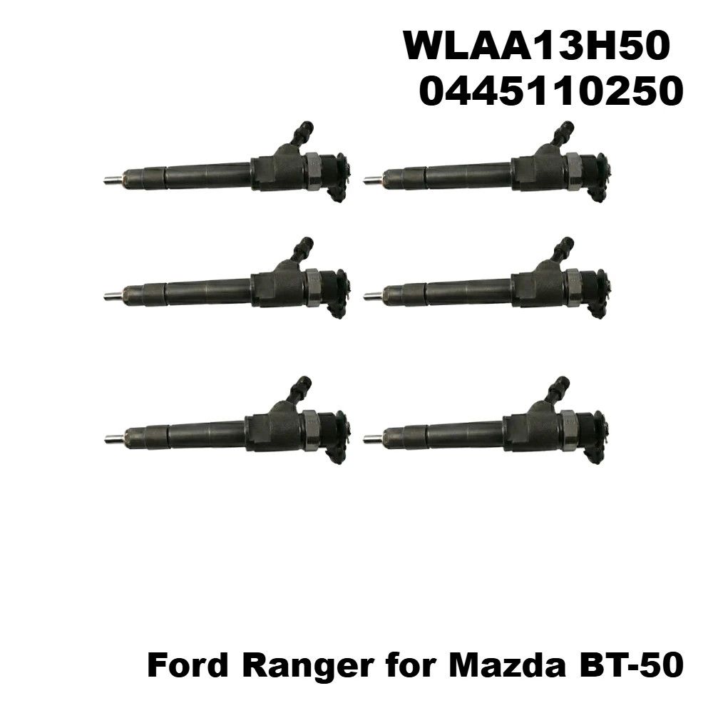 Топливная форсунка для дизельного двигателя Ford Ranger, Mazda BT-50, WLAA13H50, 0445110250, 2006-2011, 6 шт.