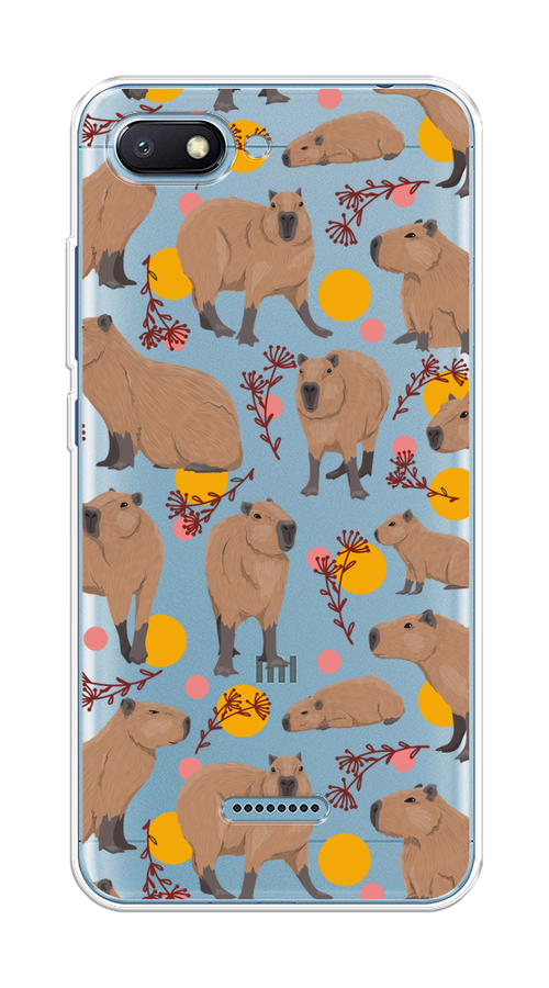 Силиконовый чехол "Капибара паттерн" на Xiaomi Redmi 6A / Сяоми Редми 6А