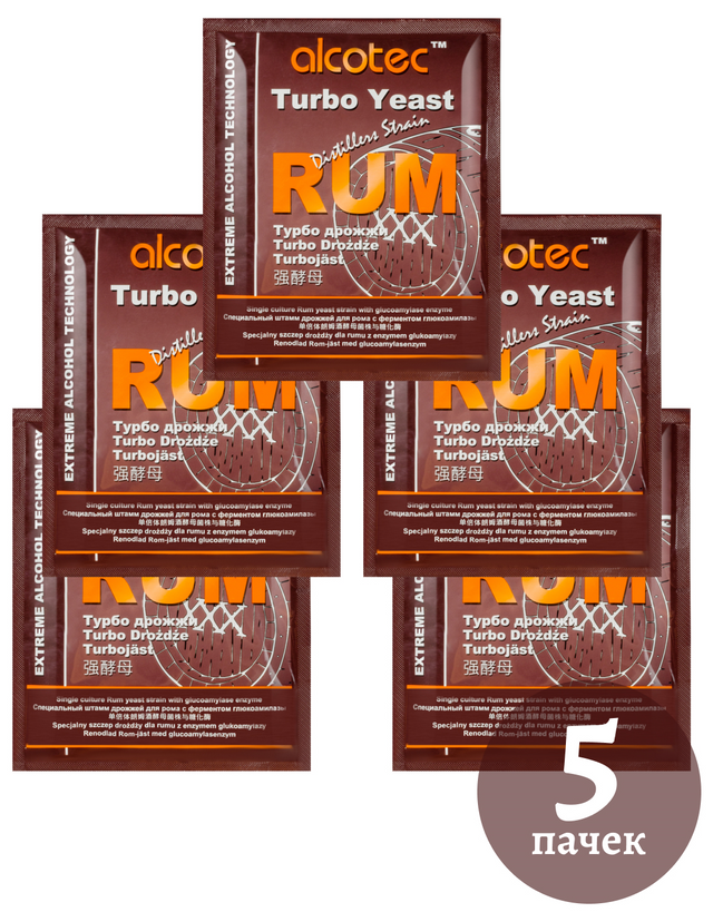 Дрожжи спиртовые Alcotec Rum Turbo, 5 шт. 365 гр.