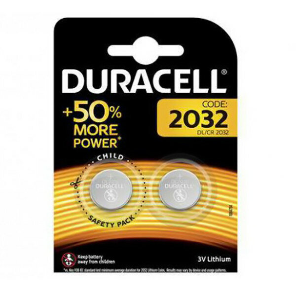 CR2032 Duracell батарейки литиевые плоские, 3В, 210 мАч, 2 штуки в упаковке