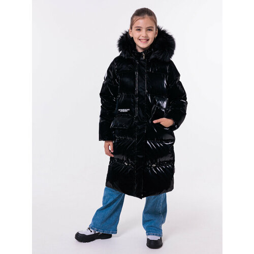 фото Куртка аксарт зимняя, размер 146, черный