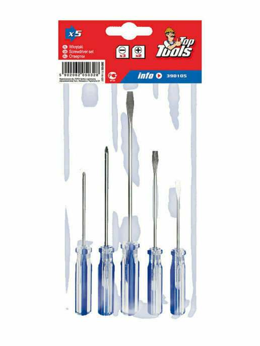 фото Top Tools, Отвертки, набор, пластиковая рукоятка, 5 шт