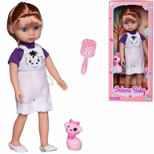 Кукла Ardana Baby блондинка с розовой кошкой, 37,5 см, в коробке - Junfa Toys [WJ-19265/блондинка]