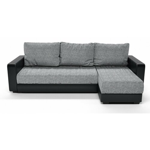 Диван раскладной угловой/Диван-кровать Монако, цвет серый/черный
