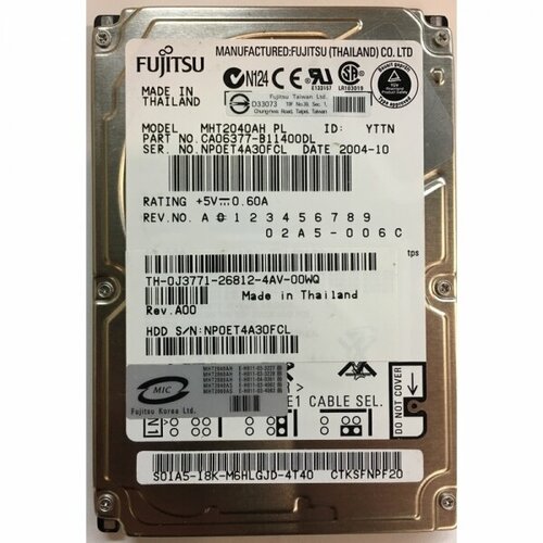 Жесткий диск Fujitsu CA06377-B11400DL 40Gb 5400 IDE 25 HDD 1247000₽
