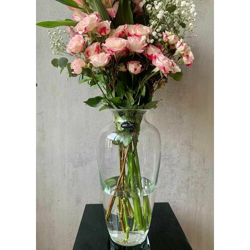 Ваза для цветов Объемная Большая 35 см, Стеклянная, объёмная, оригинальный подарок