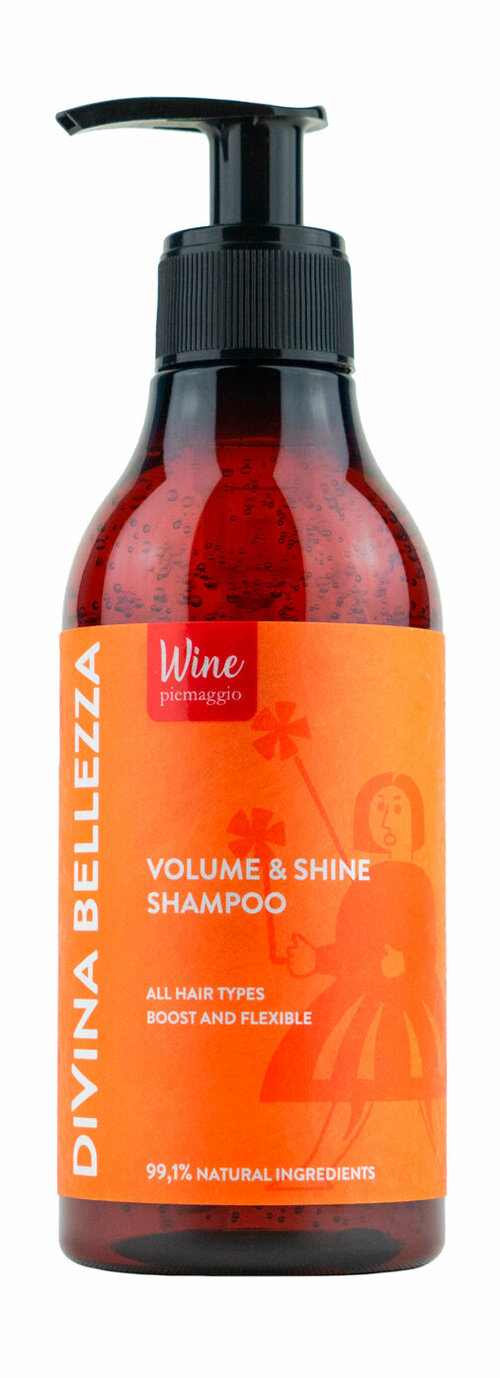 Шампунь для объема и сияния волос на основе красного вина Divina Bellezza Volume and Shine Hair Shampoo /300 мл/гр.