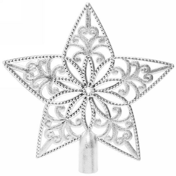 Звезда на ёлку 185 см «Ажур» серебро