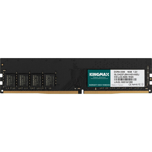 Kingmax Память DDR4 16Gb 3200MHz Kingmax KM-LD4-3200-16GS RTL PC4-25600 CL22 DIMM 288-pin 1.2В оперативная память kingmax km ld4 3200 32gs ddr4 32гб 3200мгц dimm ret