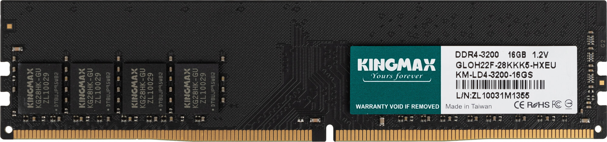 Kingmax Память DDR4 16Gb 3200MHz Kingmax KM-LD4-3200-16GS RTL PC4-25600 CL22 DIMM 288-pin 1.2В