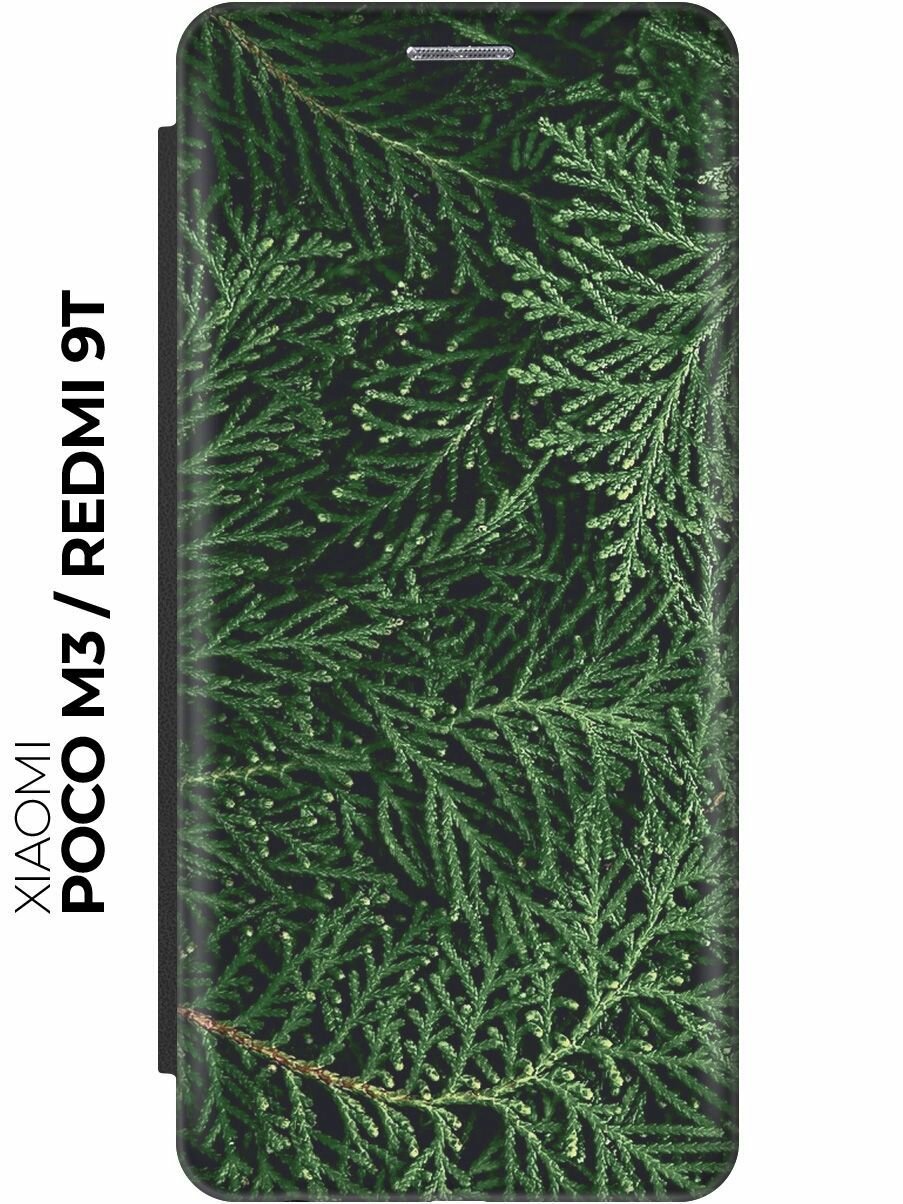 Чехол-книжка Хвоя на Xiaomi Redmi 9T / Poco M3 / Сяоми Поко М3 / Сяоми Редми 9Т черный
