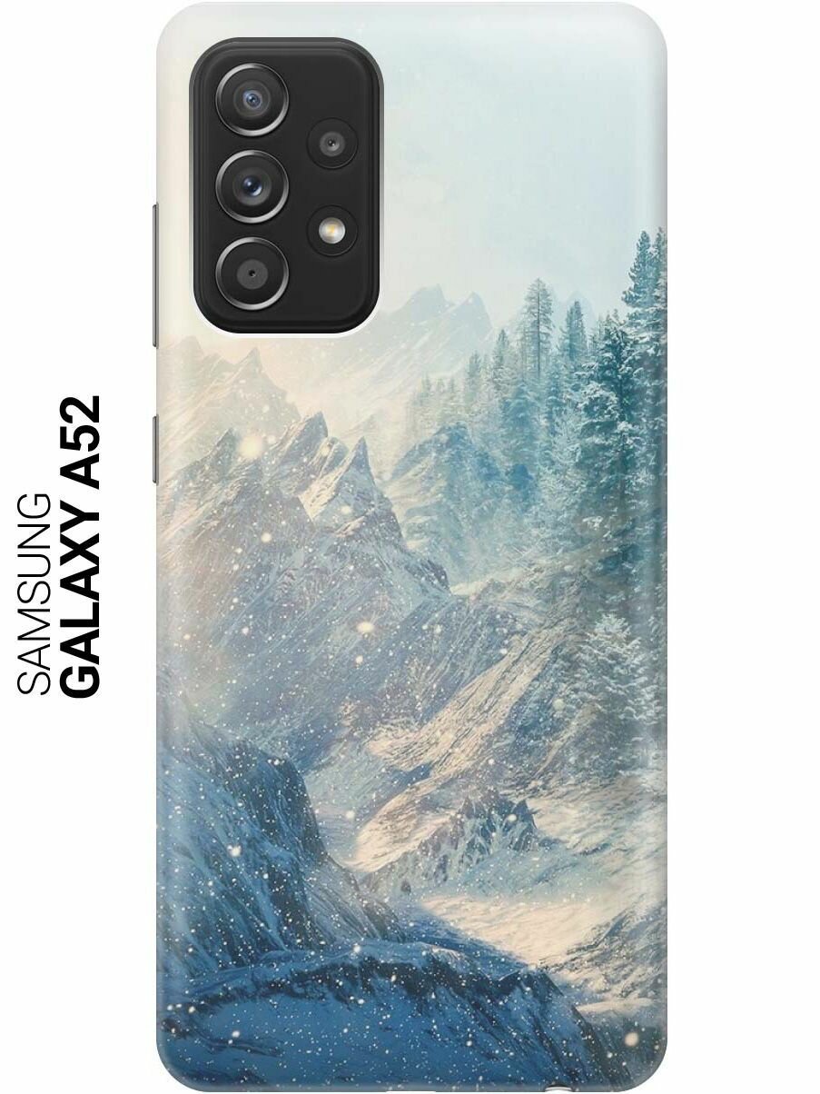 Ультратонкий силиконовый чехол-накладка для Samsung Galaxy A52 с принтом "Снежные горы и лес"