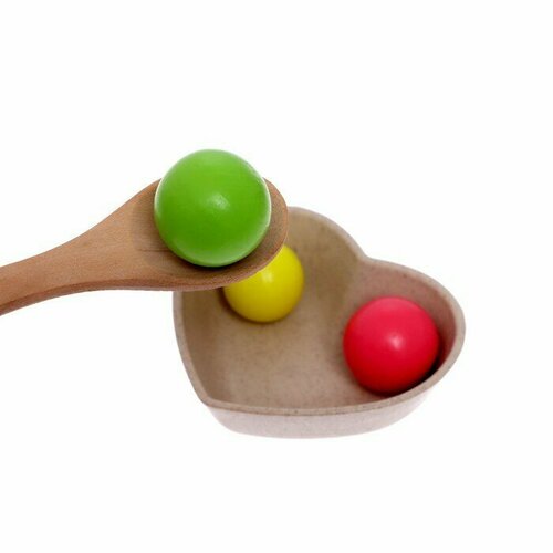 Сортер с шариками и ложечкой «Счёт и цвета», по методике Монтессори развивающий набор цветные тарелочки от 3 лет 1 набор