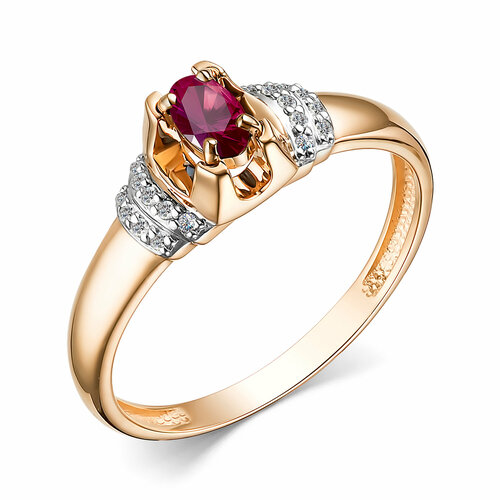 фото Кольцо diamant online, золото, 585 проба, бриллиант, рубин, размер 18.5, розовый