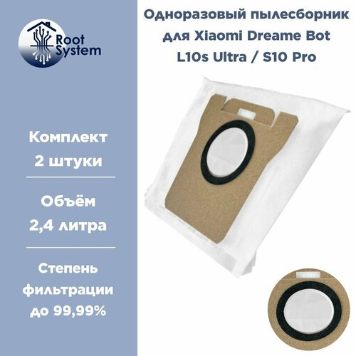 Мешки для робота пылесоса Xiaomi Dreame Bot L10s Ultra S10 Pro одноразовые пылесборники комплект 2шт 329₽