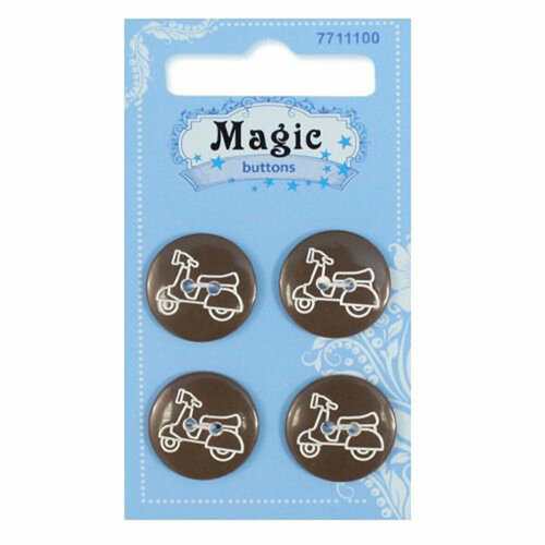 Пуговицы Magic Buttons 'Мотоцикл', 28L (18 мм), 2 прокола, пластик, 4 шт пуговицы magic buttons подарок 28l 18 мм 2 прокола пластик 4 шт