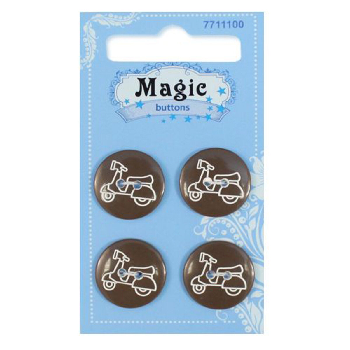 Пуговицы Magic Buttons 'Мотоцикл', 28L (18 мм), 2 прокола, пластик, 4 шт