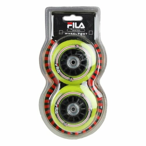 фото Набор колес для роликов (8шт.) fila wheels 76mm/82а + abec 5 + nylon spacer 6mm performix - green fila skates