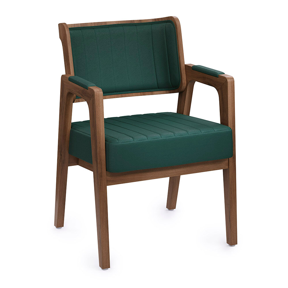 фото Стул Norman Alsav-HoReCa AL 501 Орех темный Экокожа Dark green 580*580*830