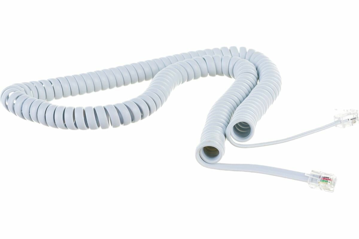Витой трубочный телефонный шнур REXANT RJ-10, 4P-4C, 4 м, белый , 2штуки