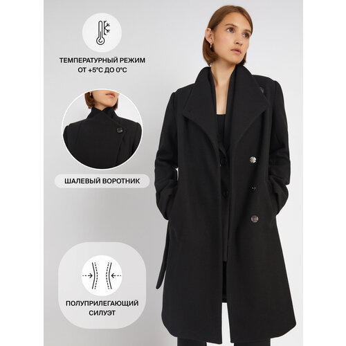 фото Пальто zolla, размер m, черный