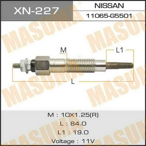 MASUMA XN-227 (11065G5501 / 1N0118601A) свеча накаливания\ Nissan (Ниссан) bluebird 2.0 ld20 85