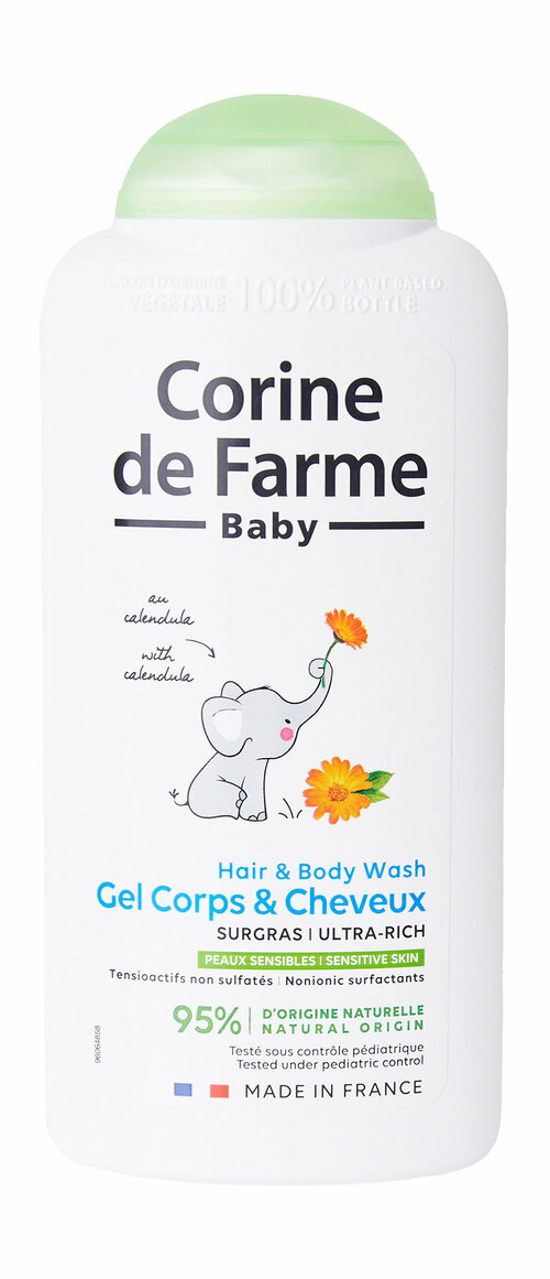 CORINE DE FARME Ультрапитательный очищающий Гель для тела и волос с Календулой, 250 мл