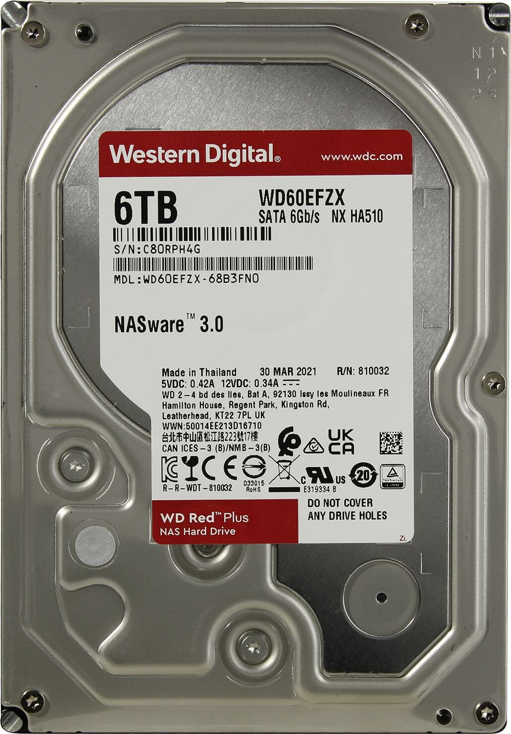 Жесткий диск WD Red Plus 6Tb WD60EFZX