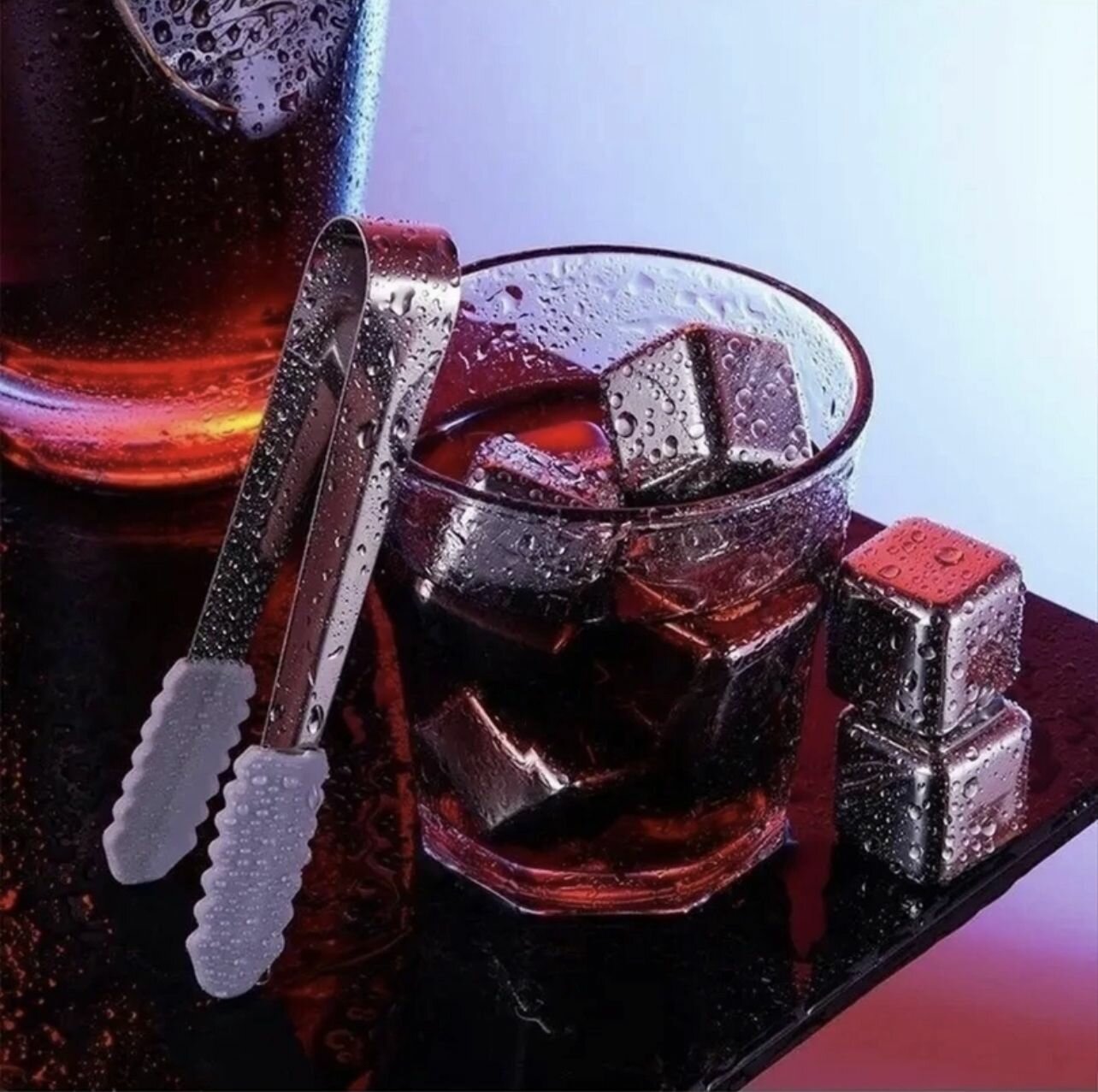 6 кубиков для охлаждения напитков из стали – стиль, вкус и комфорт с щипцами в комплекте