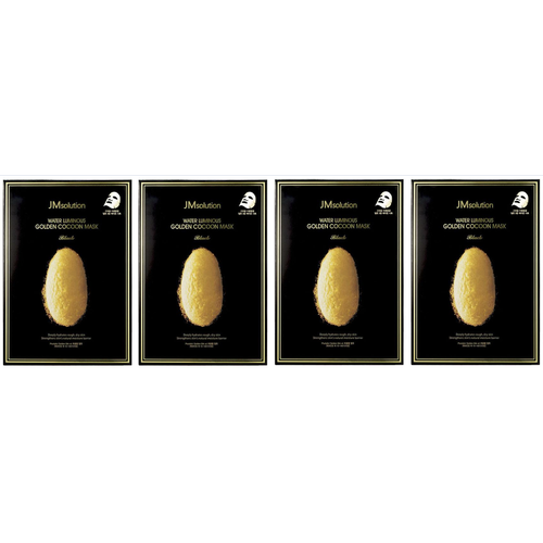 маска для лица jm solution маска для лица для упругости с шелком кокона black water luminous golden cocoon mask plus Тканевая маска JMsolution с протеинами кокона шелкопряда, Water Luminous Golden Cocoon Mask, 45 мл, 4 шт