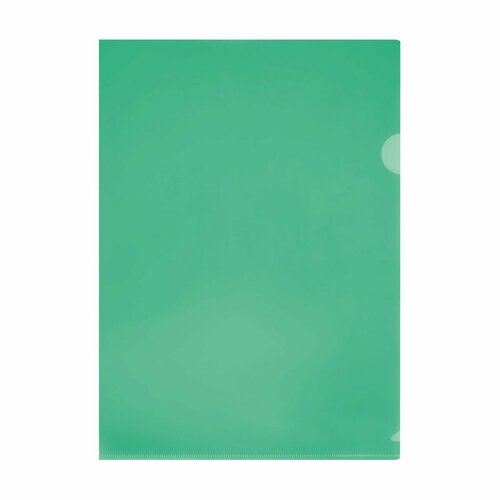 Папка-уголок СТАММ А4, 150мкм, пластик, прозрачная, зеленая (40 шт)