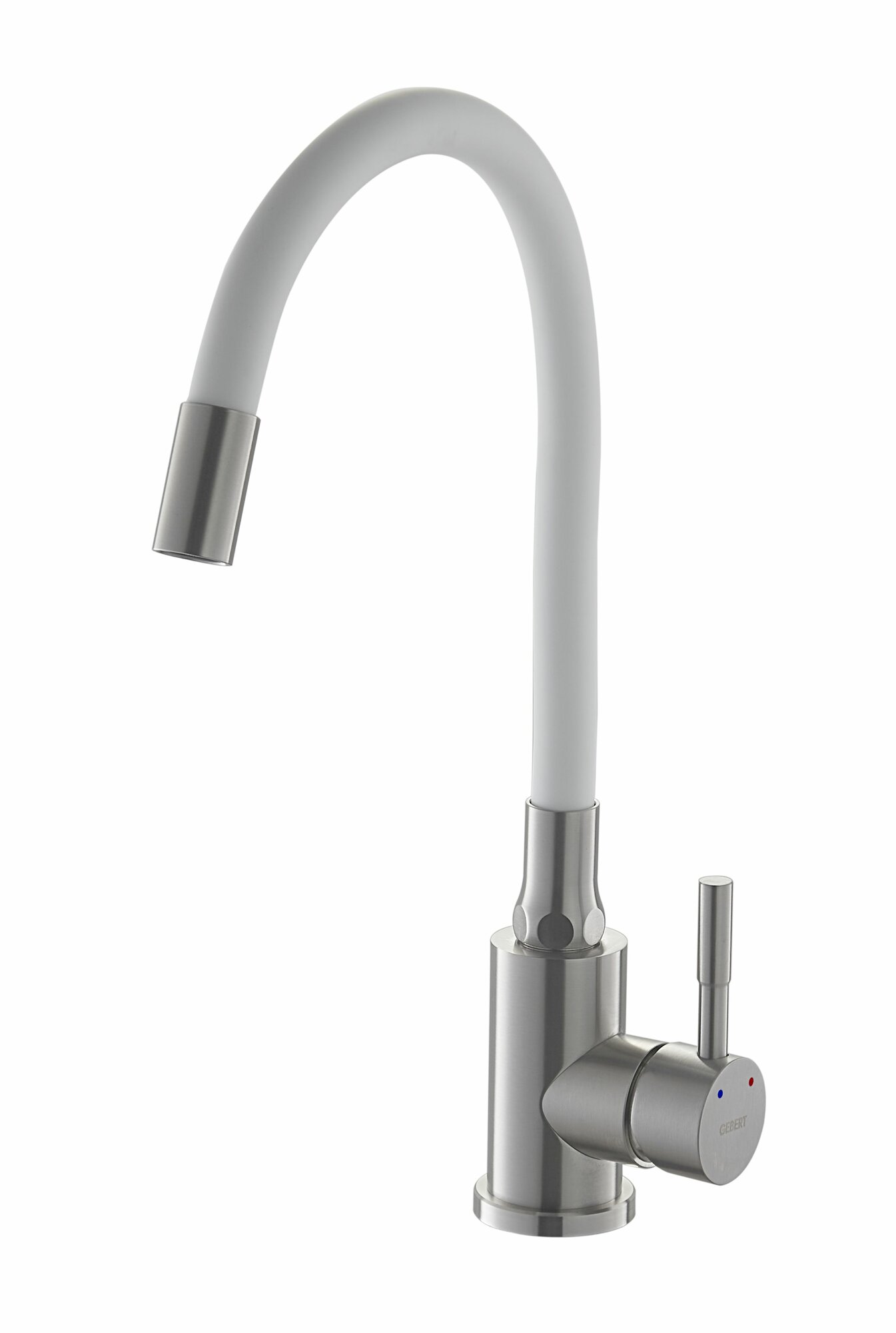 GEBERT GB14101.8 LOFT RELEX cмеситель для кухни, высокий гибкий излив, нерж. сталь/белый