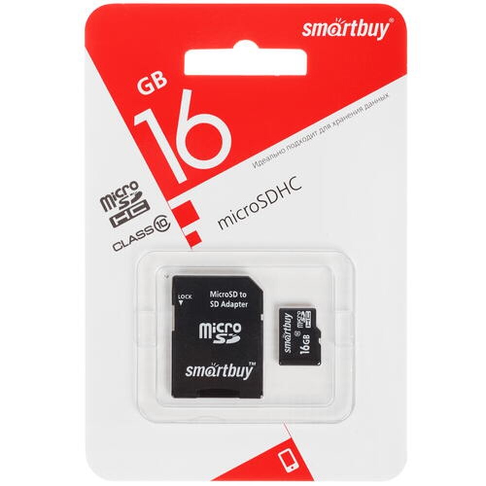 Карта памяти Smartbuy microSDHC 16 ГБ [SB16GBSDCL10-01LE]