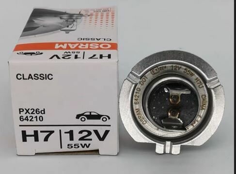 Лампа автомобильная Osram H7 12V 55W (цоколь PX26d) Classic 64210CLC, 1 шт. (фара дальнего/ближнего света)