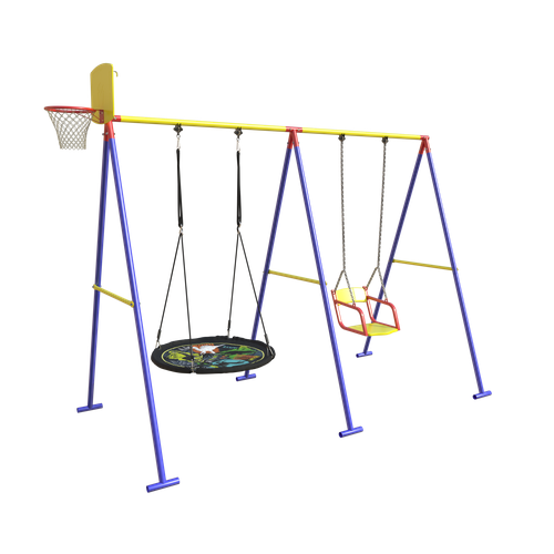 Качели двойные с баскетбольными кольцами для детей