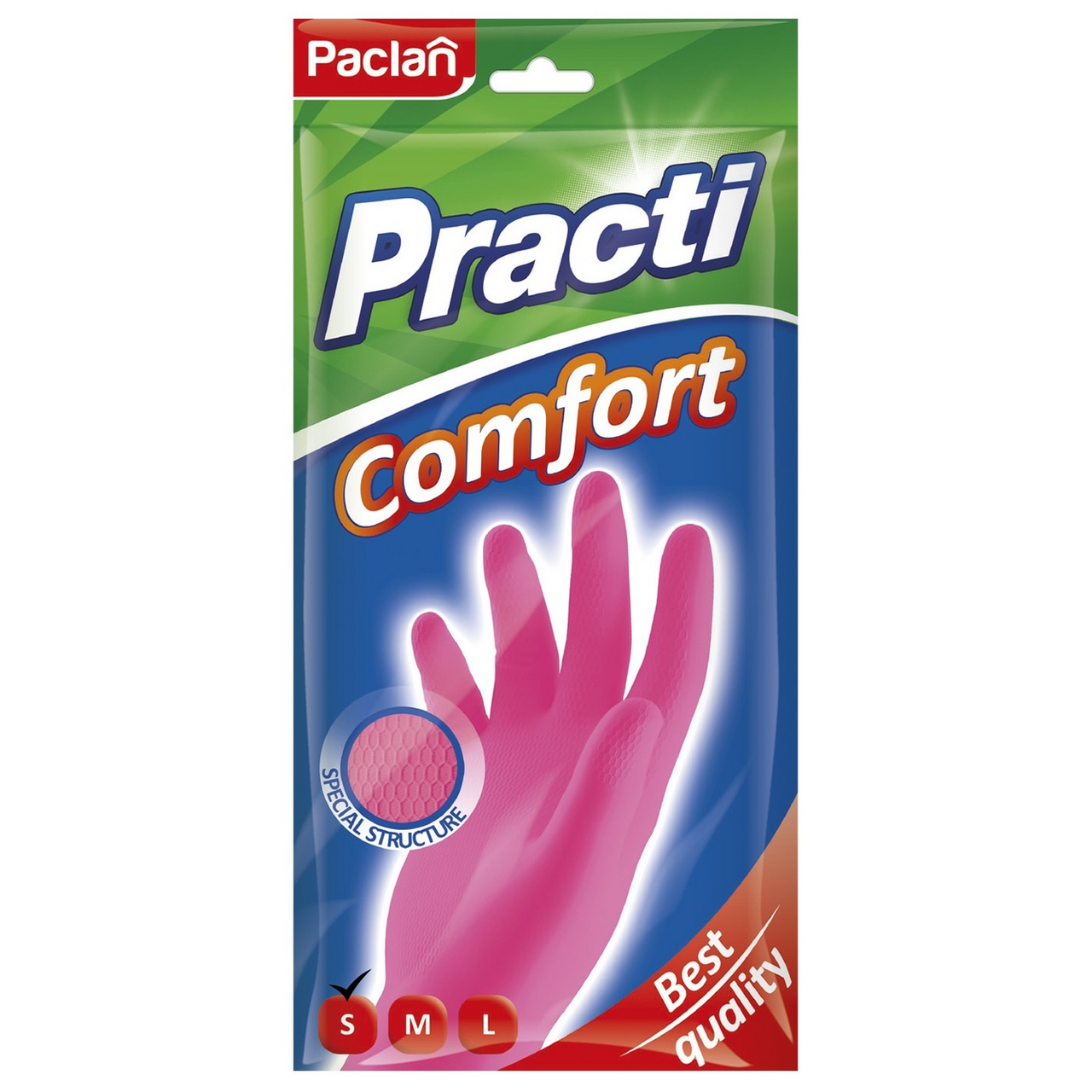 Перчатки Paclan Practi Comfort латекс розовые размер S - фото №5