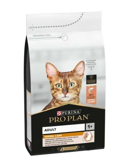Purina Pro Plan Сухой корм для взрослых кошек красивая шерсть и здоровая кожа с лососем (Optiderma Elegant) 12372590 0,4 кг 34430 (2 шт)