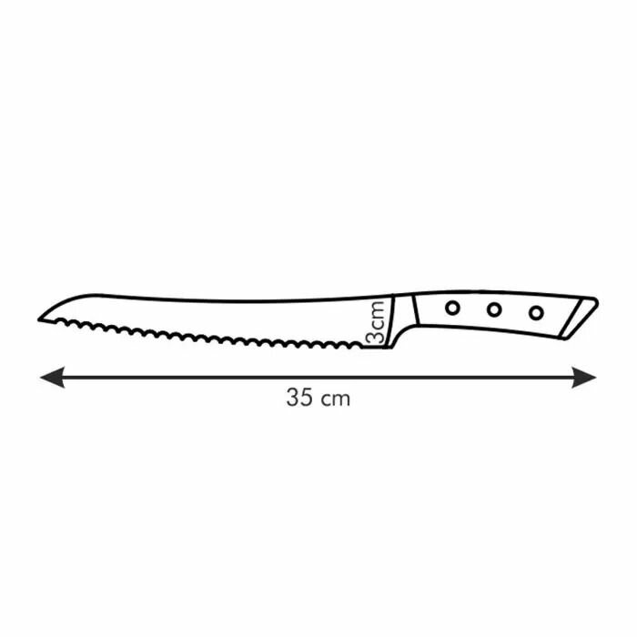 Нож кухонный Tescoma кованый для хлеба лезв.220мм рифленый край черный/серебристый - фото №5