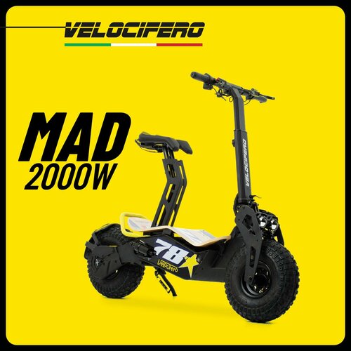 Электросамокат Velocifero MAD 2000W дизайнерский внедорожный самокат с сиденьем