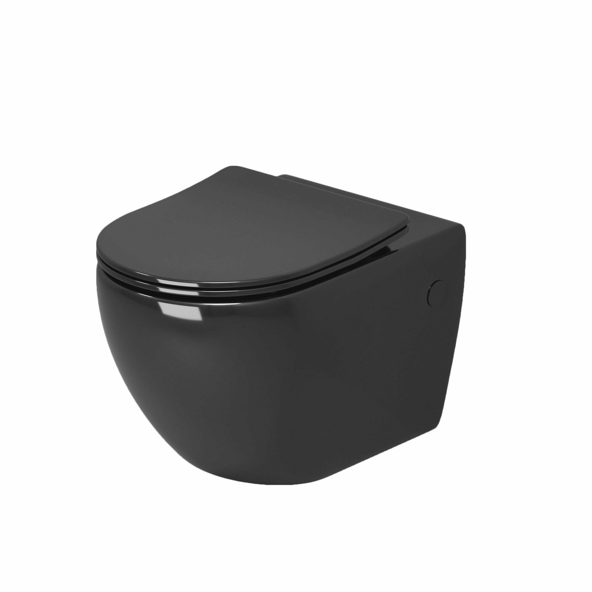 Унитаз GR-4411BS Color (560*360*350) черный подвесной безободковый с тонкой крышкой