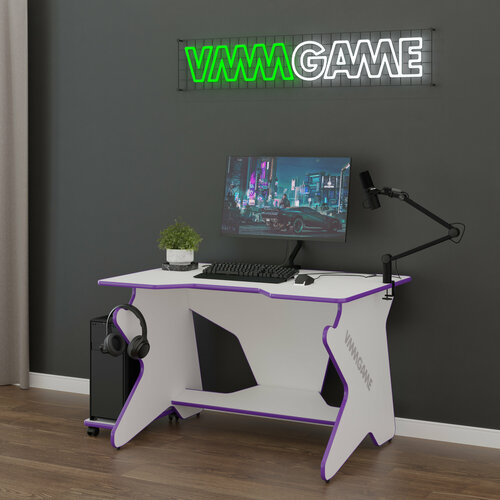 Игровой компьютерный стол VMMGAME SPACEONE LIGHT PURPLE фиолетовый, белый