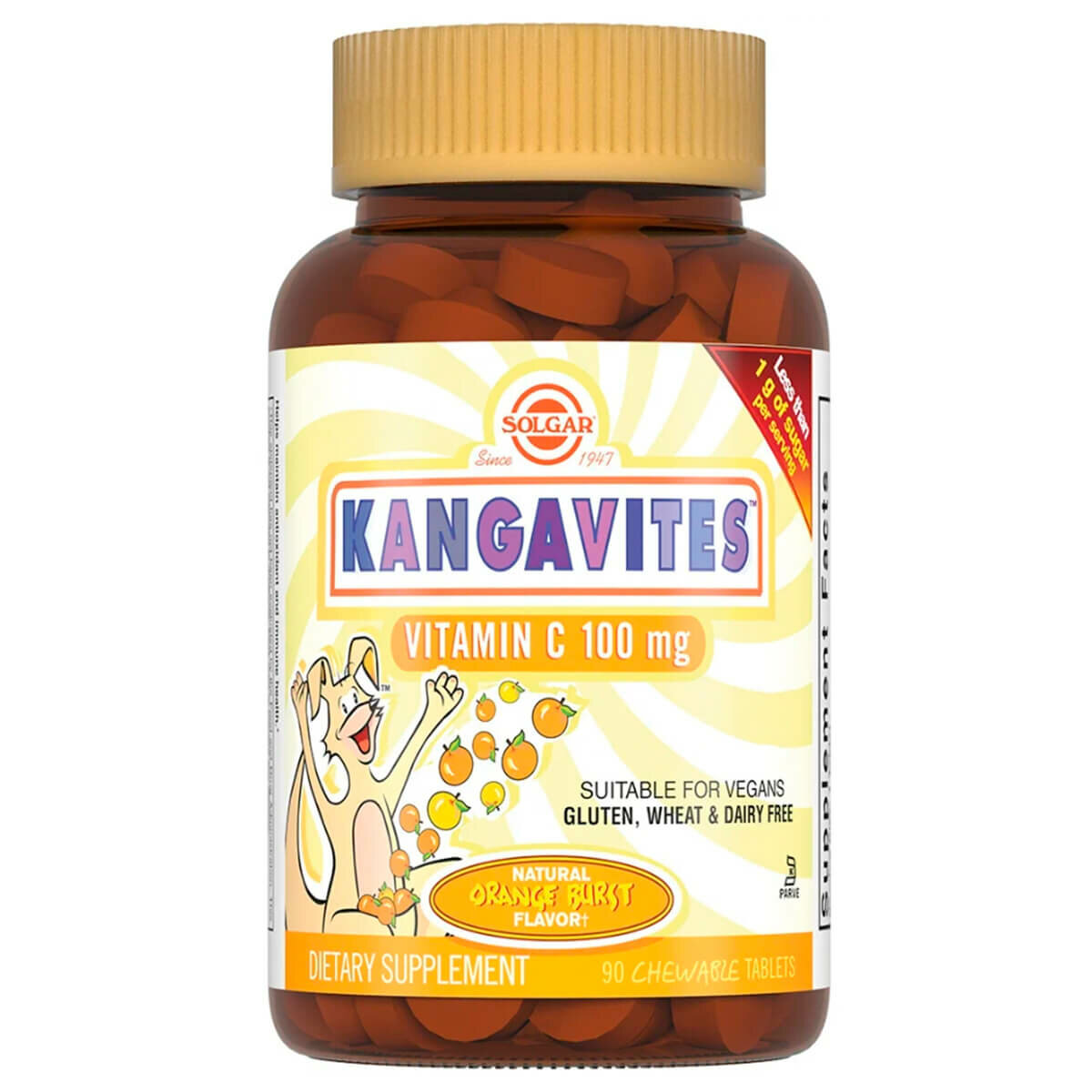 Kangavites с витамином С для детей, 90 жевательных таблеток, вкус - апельсин, Solgar