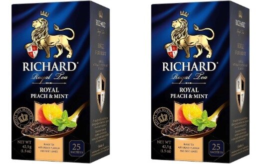 фото Чай черный Richard Royal Peach & Mint в пакетиках, персик и мята