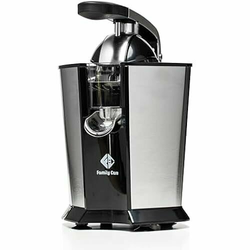 Электрическая соковыжималка для апельсинов Family Care Электрические соковыжималки для цитрусовых 160 Вт корпус и фильтр из нержавеющей стали 2 съемных конуса противокапельная насадка детали можно мыть в посудомоечной машине 1606500₽