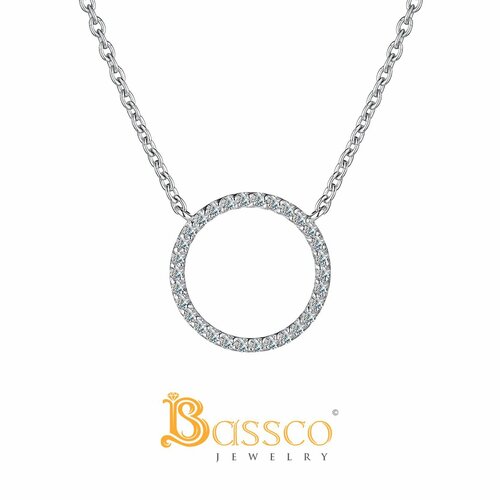 Колье Bassco BASSCO, Серебряное колье с бесцветными фианитами, на цепочке, серебро родированное 925., серебро, 925 проба, родирование, фианит, длина 41 см., серебряный