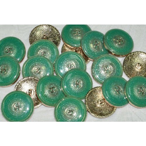Пуговицы Chanel, большие, зеленые, диаметр 25мм, 2 штуки в упаковке, модель д-449