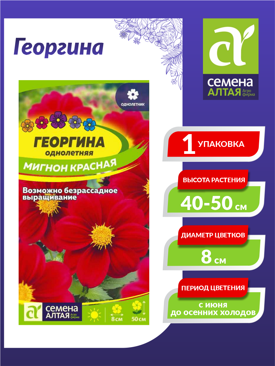 Семена Георгина Мигнон красная Однолетние 02 гр.
