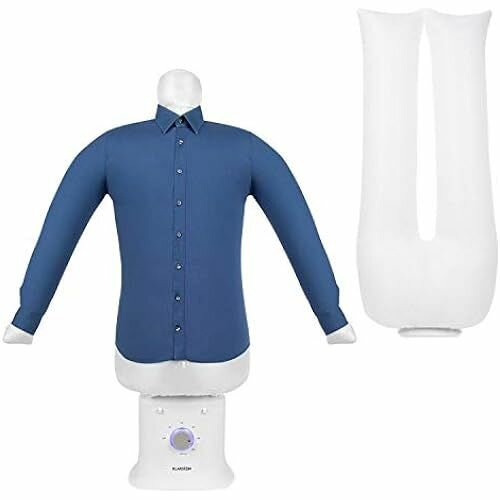 фото Автоматическая сушильно-гладильная машина Klarstein ShirtButler Deluxe 2-в-1: сушка и глажка, безопасный нагреватель мощностью 1250 Вт, технология натяжения HotAir, таймер: 0 180 мин. Материал: Оксфордский нейлон, белый.