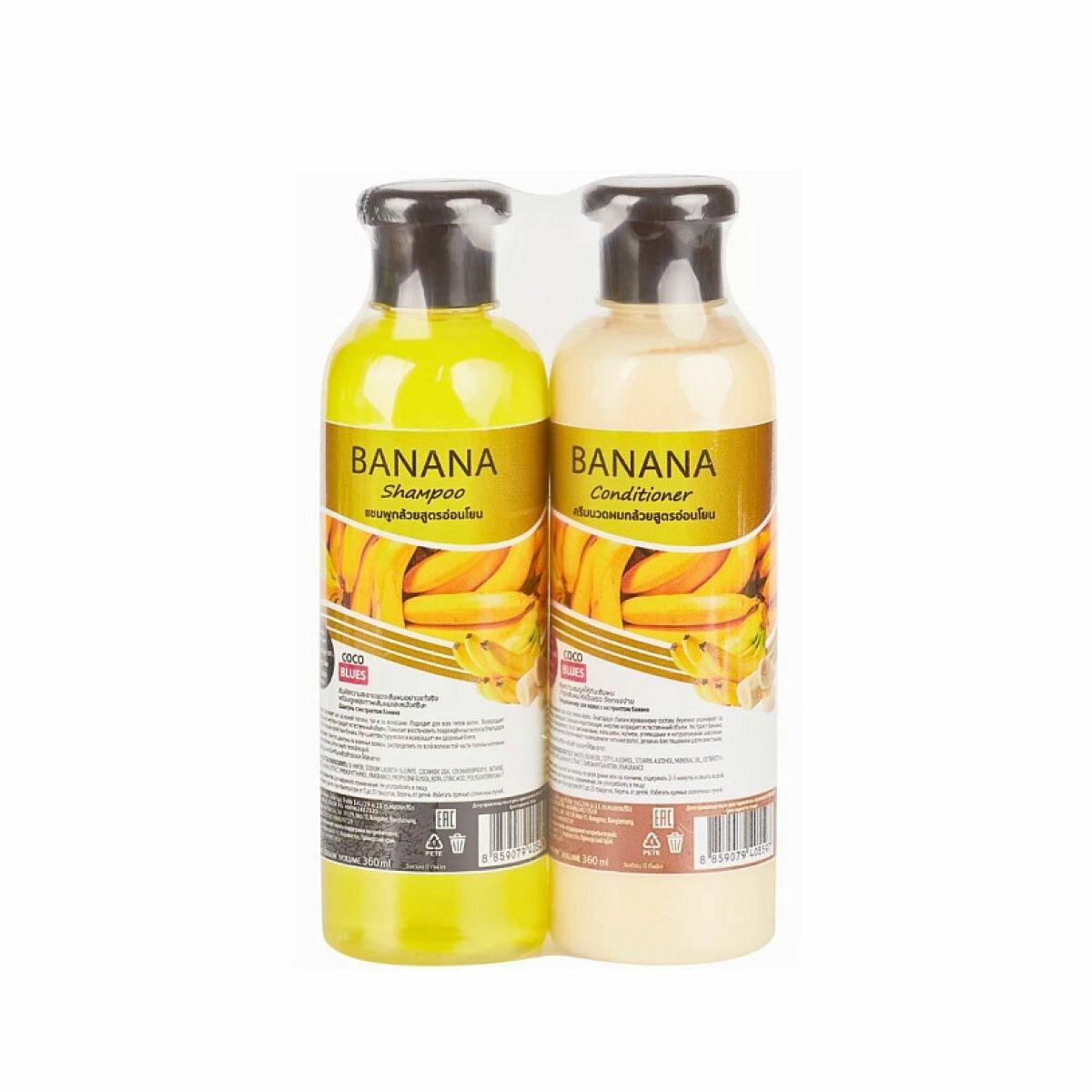 Coco Blues Набор для ухода за волосами: шампунь и кондиционер с экстрактом банана, 360 мл x 2