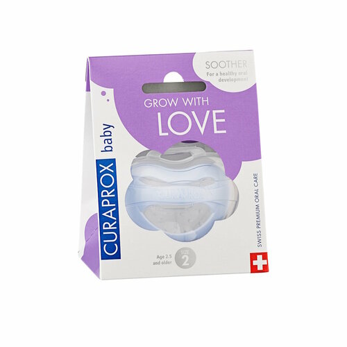 Cоска-пустышка Curaprox голубая размер 2 10-14 кг 18-36 мес 1 шт контейнер 2920₽